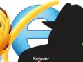 Sylwetka detektywa na tle ikon przeglądarek Firefox, Internet Explorer i Chrome. Czas włączyć tryb incognito.