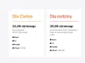 Porównanie cen Apple One: plan "Dla Ciebie" z 50 GB iCloud za 24,99 zł/mies., plan "Dla rodziny" z 200 GB iCloud za 39,99 zł/mies.