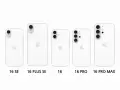 Porównanie modeli iPhone 16 SE, 16 Plus SE, 16, 16 Pro i 16 Pro Max. Różnice w wymiarach i układzie aparatów.