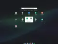 Ekran startowy Chrome OS Flex z ikonami aplikacji, w tym Spotify i Terminal, pogrupowanymi jako "Aplikacje na Linuksa".