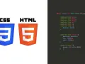 Ikony CSS i HTML5 obok fragmentu kodu CSS.