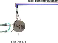 Schemat połączenia włącznika schodowego z zasilaniem i oświetleniem w puszkach.