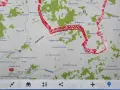 Mapa z zaznaczoną trasą, widoczne nazwy miejscowości: Lebiedzin, Bogusze, Białostocka. Maps me.