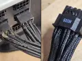 Uszkodzony kabel 12VHPWR 600W PCIe. Widoczne stopione złącze i przetarte przewody.
