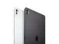Dwa najnowsze iPady Pro, biały i grafitowy, prezentują swoje aparaty i logo Apple.