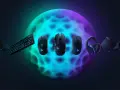Klawiatura, myszy, słuchawki i głośniki Logitech unoszą się przed neonową kulą. Logitech gaming software pozwala na personalizację tych urządzeń.