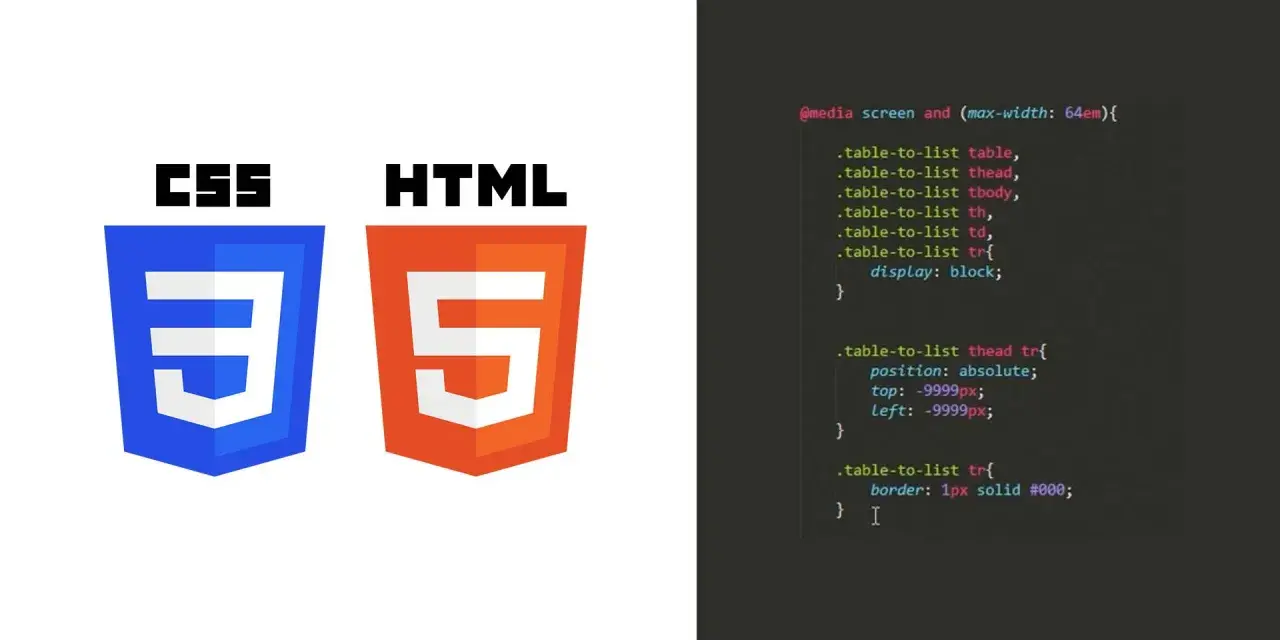 Ikony CSS i HTML5 obok fragmentu kodu CSS.