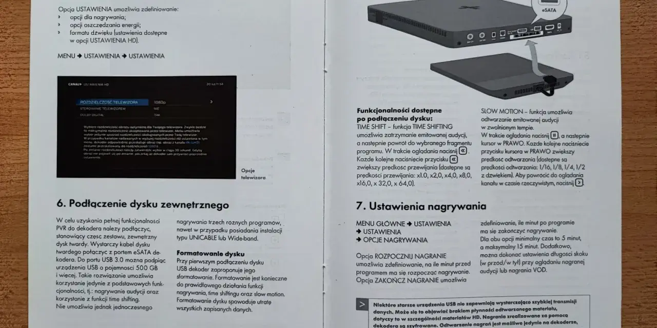 Jak włączyć Netflix na dekoderze nc+? Instrukcja opisuje dodatkowe ustawienia dekodera, podłączenie dysku zewnętrznego i ustawienia nagrywania.