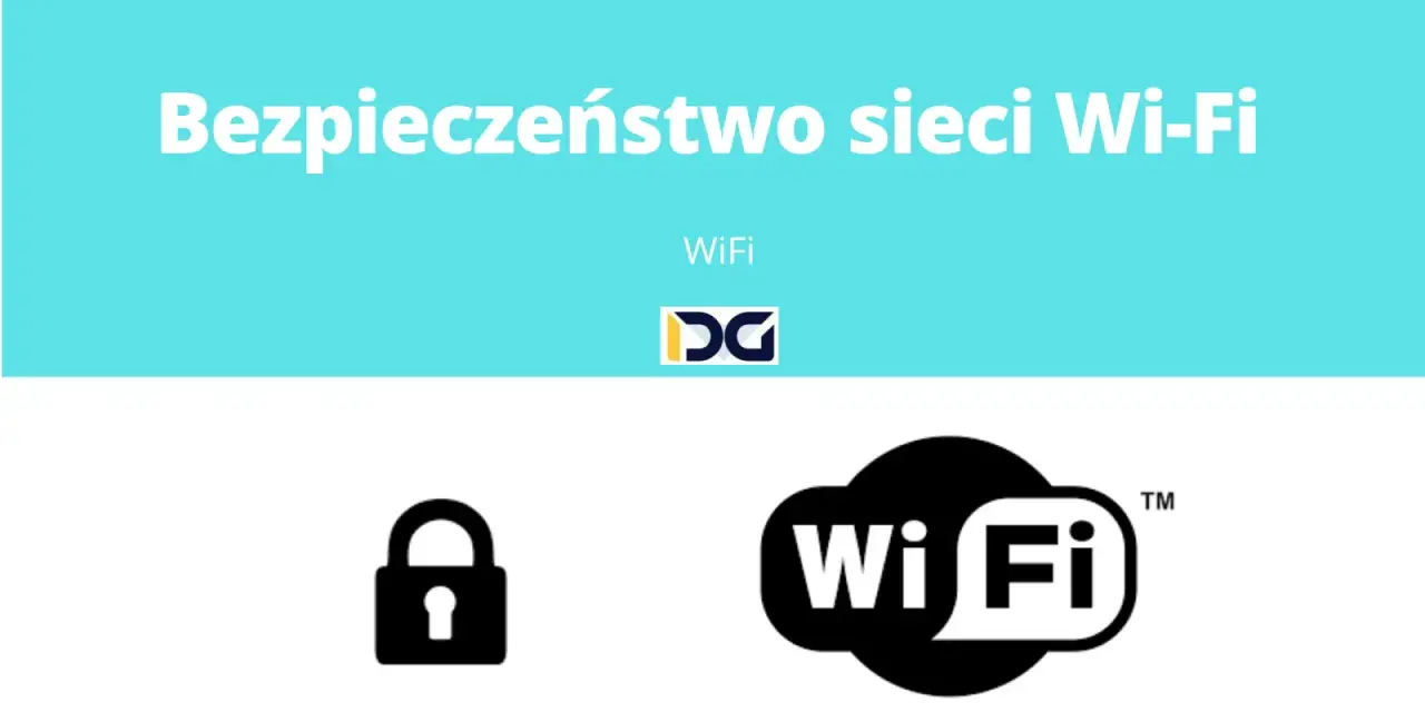 Ikona kłódki symbolizuje klucz zabezpieczeń sieciowych, obok logo Wi-Fi.