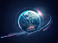 Ziemia otoczona siecią połączeń, symbolizująca globalną komunikację. Odpowiada na pytanie, kiedy powstał internet, pokazując jego wszechobecność.
