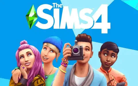 Grafika z logo The Sims 4 i czterema Simami, jeden z nich robi zdjęcie aparatem.