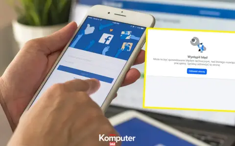 Facebook awaria dzisiaj. Na ekranie telefonu komunikat o błędzie technicznym.