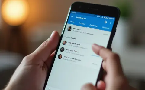Palec dotyka ekranu telefonu z aplikacją Messenger, szukając sposobu, jak odzyskać usunięte wiadomości.