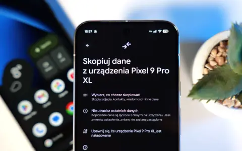 Jak przenieść dane z telefonu na telefon Android? Ekran telefonu Pixel 9 Pro XL pokazuje opcje kopiowania danych, zdjęć i kontaktów.