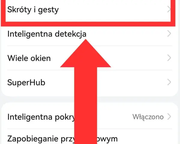 Ustawienia telefonu: "Skróty i gesty" to miejsce, gdzie znajdziesz informacje, jak zrobić screena na telefonie.