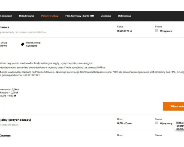 Poczta Głosowa: status "Wyłączony". Dowiedz się, jak wyłączyć pocztę głosową, aby nie nagrywać wiadomości, gdy telefon jest zajęty.