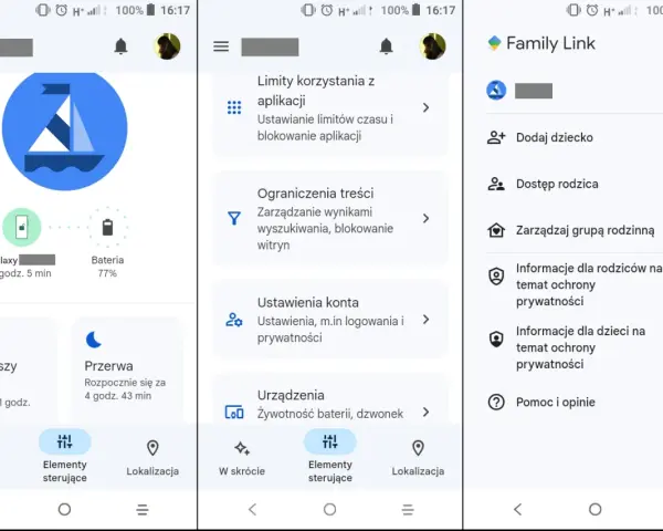 Aplikacja Family Link pozwala na zarządzanie urządzeniami dzieci, ustawianie limitów i blokowanie aplikacji. To narzędzie do **blokady rodzicielskiej**.