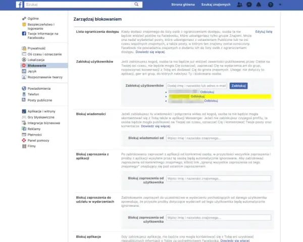 Zarządzaj blokowaniem na FB: jak odblokować kogoś, zablokować wiadomości, zaproszenia z aplikacji i wydarzeń.