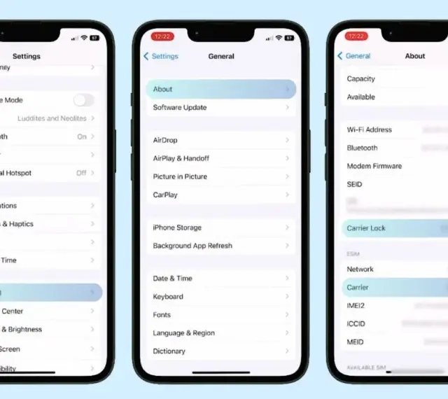 Jak odblokować iPhone? Zobacz, jak sprawdzić blokadę karty SIM w ustawieniach telefonu, przechodząc przez "Ogólne" do "Informacje" i "Blokada karty SIM".