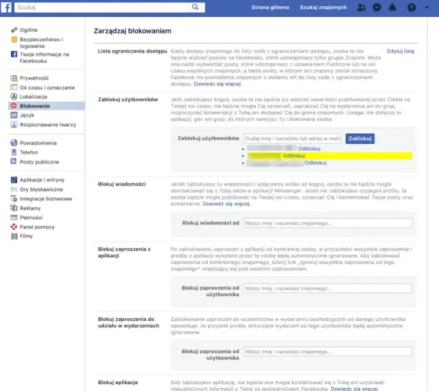 Zarządzaj blokowaniem na FB: jak odblokować kogoś, zablokować wiadomości, zaproszenia z aplikacji i wydarzeń.