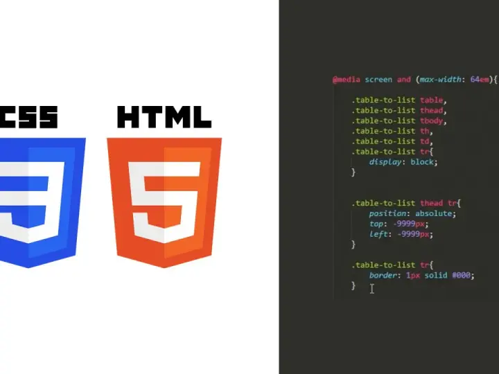 Ikony CSS i HTML5 obok fragmentu kodu CSS.