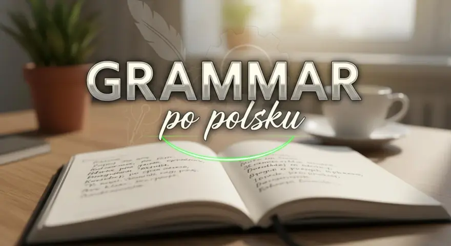 Otwarty notatnik z polskimi słówkami i tekstem "Grammar po polsku". Idealne narzędzie do nauki, jak Gramarly dla języka polskiego.