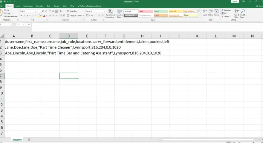 Dane w pliku csv zawierają informacje o użytkownikach, ich rolach i lokalizacjach.