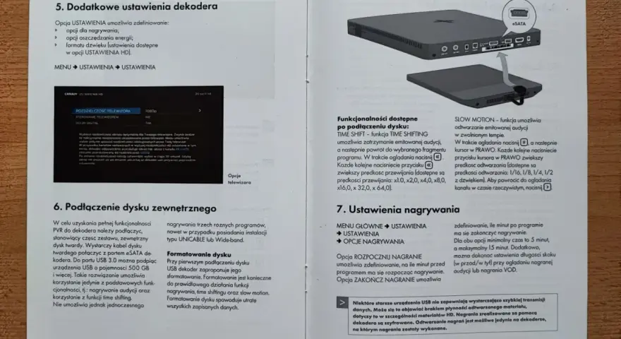 Jak włączyć Netflix na dekoderze nc+? Instrukcja opisuje dodatkowe ustawienia dekodera, podłączenie dysku zewnętrznego i ustawienia nagrywania.