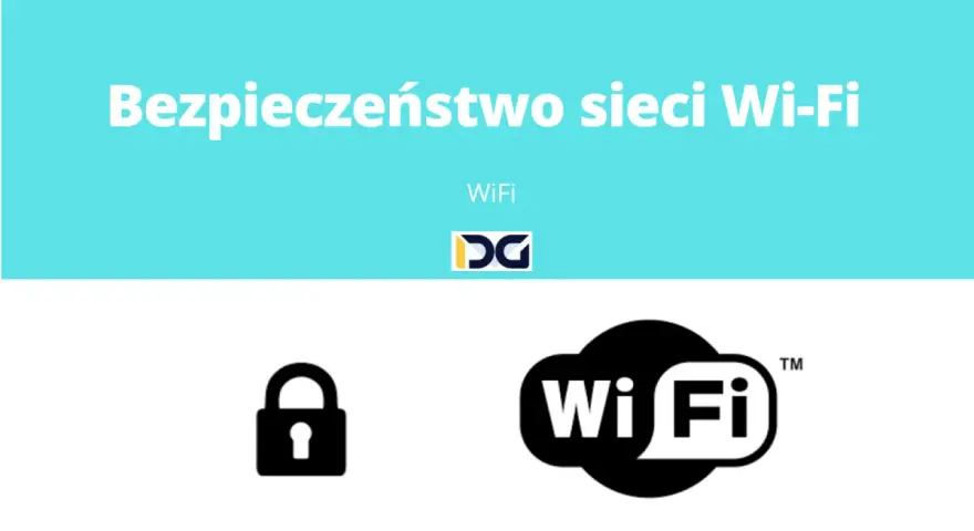 Ikona kłódki symbolizuje klucz zabezpieczeń sieciowych, obok logo Wi-Fi.
