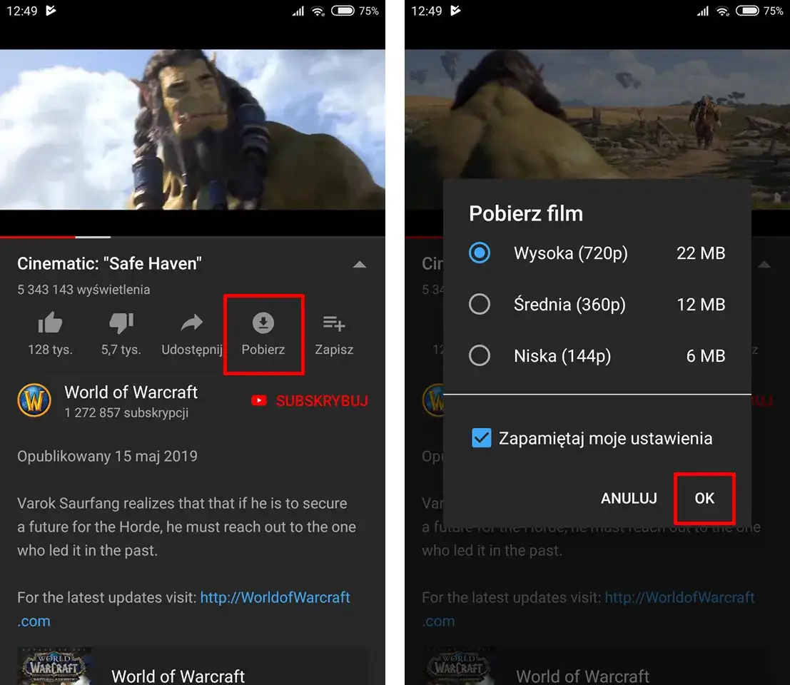 pobieranie filmów na telefon offline podróż