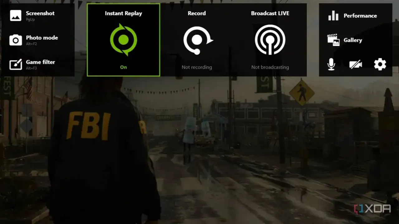 Menu NVIDIA Experience z włączonym 