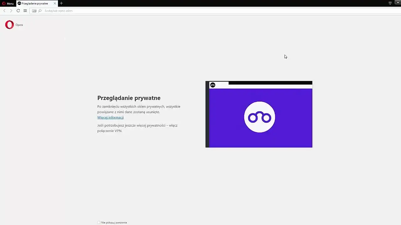 Opera GX okno prywatne skrót klawiszowy