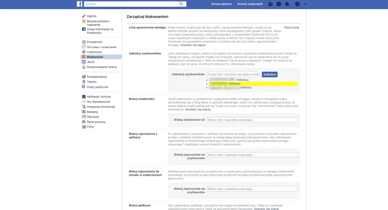 Zarządzaj blokowaniem na Facebooku. Dowiedz się, jak odblokować kogoś na FB, zarządzając listą zablokowanych użytkowników, wiadomości i zaproszeń.