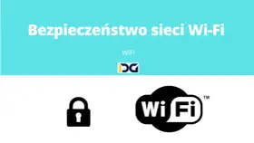 Ikona kłódki symbolizuje klucz zabezpieczeń sieciowych, obok logo Wi-Fi.