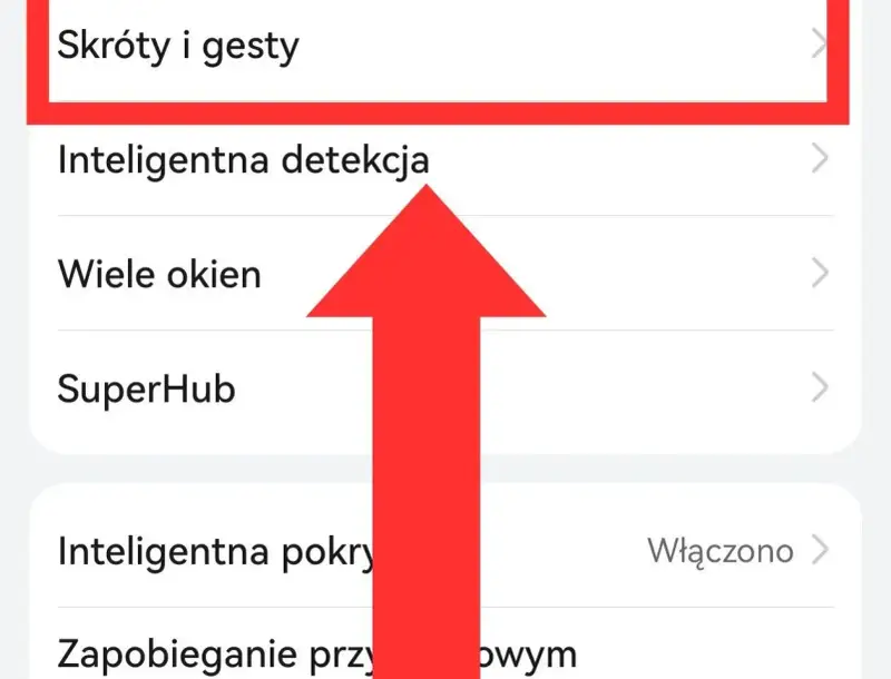 Ustawienia telefonu: "Skróty i gesty" to miejsce, gdzie znajdziesz informacje, jak zrobić screena na telefonie.