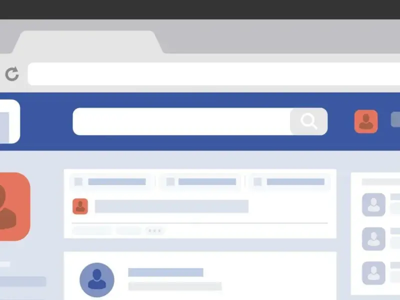 Ilustracja interfejsu Facebooka, pokazująca jak usunąć zdjęcie profilowe na FB. Widoczny pasek wyszukiwania i ikony użytkowników.