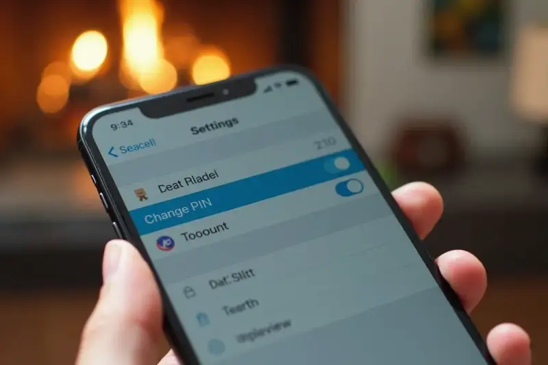 Telefon w dłoni, na ekranie opcje "Change PIN" – jak zmienić pin w telefonie, by zwiększyć bezpieczeństwo.