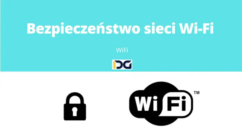 Ikona kłódki symbolizuje klucz zabezpieczeń sieciowych, obok logo Wi-Fi.